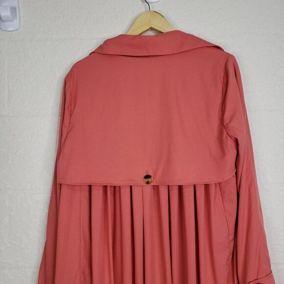 Soft Surroundings Coral Trench Coat Size Large - Picture 12 of 16